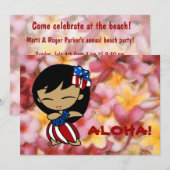 Aloha Honeys Hawaiian Plumeria Uitnodigingen (Voorkant / Achterkant)