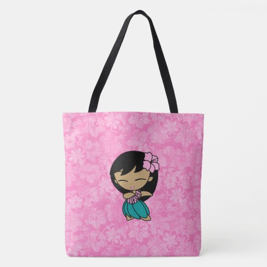 Aloha Honeys Hawaiian Roze Hula Meisje Strandtas Tote Bag (Voorkant)