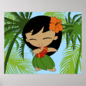 Aloha Honeys Hawaiian Sinaasappel Hibiscus Hula Gi Poster (Voorkant)