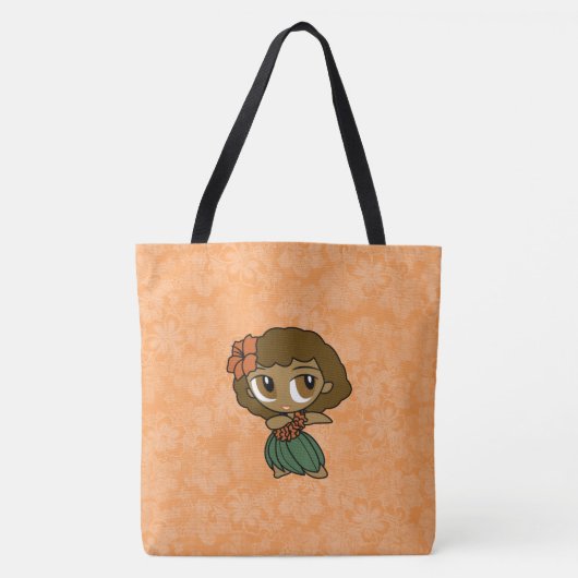 Aloha Honeys Hawaiian Sinaasappel Hula Meisje Stra Tote Bag (Voorkant)