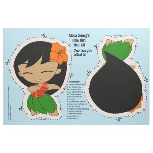 Aloha Honeys Hula Girl Doll Kit and Pattern Stof (Fat Quarter)