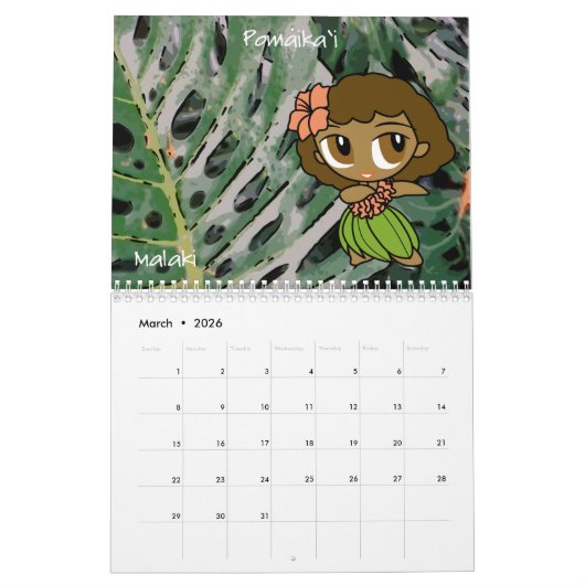 Aloha Honeys Hula Girl Floral 2018 Agenda Kalender (Mar 2026)