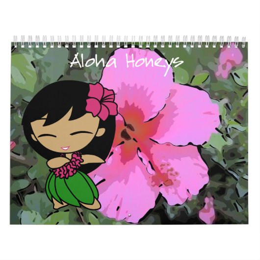 Aloha Honeys Hula Girl Hawaiian Floral Kalender (Hoes)
