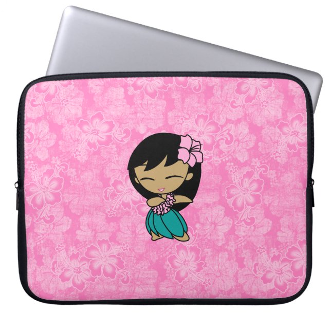 Aloha Honeys Hula Girl Hibiscus Neoprene Laptop Sleeve (Voorkant)