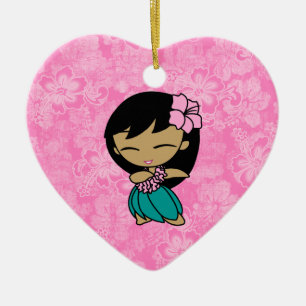 Aloha Honeys Hula Girl Hibiscus Ornaments Keramisch Ornament