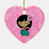 Aloha Honeys Hula Girl Hibiscus Ornaments Keramisch Ornament (Achterkant)
