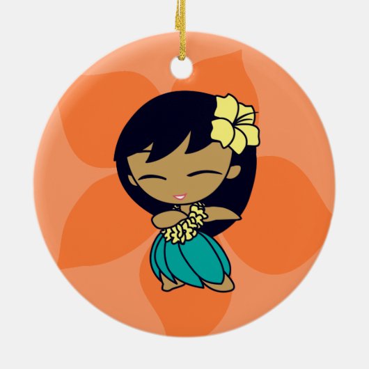 Aloha Honeys Hula Girl Ornaments Keramisch Ornament (Achterkant)