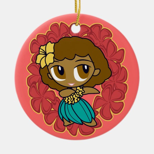 Aloha Honeys Hula Girl Ornaments Keramisch Ornament (Voorkant)