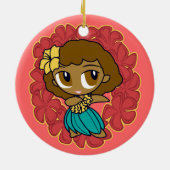 Aloha Honeys Hula Girl Ornaments Keramisch Ornament (Achterkant)