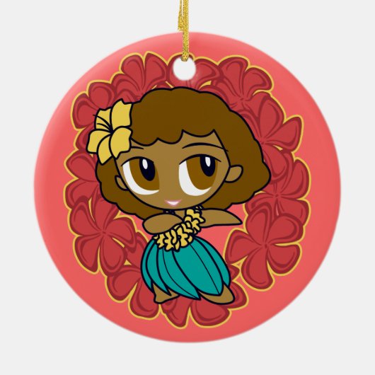 Aloha Honeys Hula Girl Ornaments Keramisch Ornament (Achterkant)