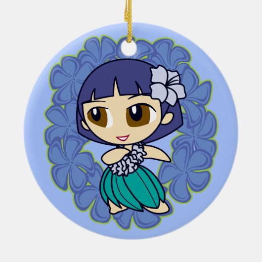 Aloha Honeys Hula Girl Ornaments Keramisch Ornament (Achterkant)