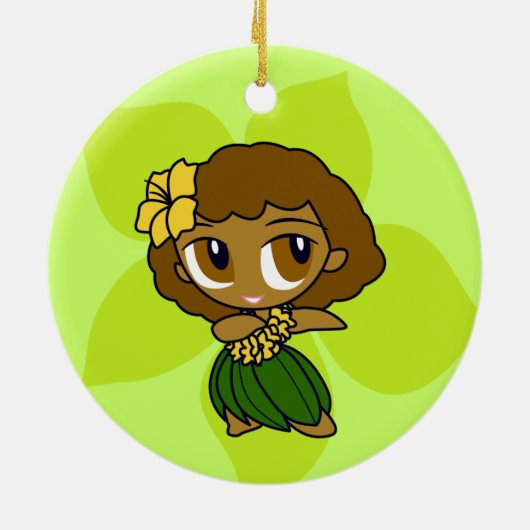 Aloha Honeys Hula Girl Ornaments Keramisch Ornament (Achterkant)
