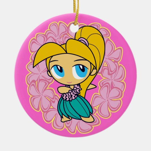 Aloha Honeys Hula Girl Ornaments Keramisch Ornament (Voorkant)