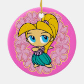 Aloha Honeys Hula Girl Ornaments Keramisch Ornament (Achterkant)