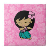Aloha Honeys Hula Meisje Hibiscus Tegel Trivets Tegeltje (Voorkant)