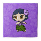 Aloha Honeys Hula Meisje Hibiscus Tegel Trivets Tegeltje (Voorkant)
