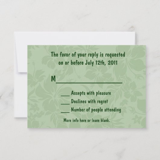 Aloha Honeys Hula Meisje RSVP-kaart RSVP Kaartje (Achterkant)