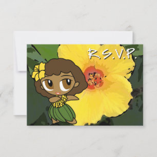 Aloha Honeys Hula Meisje RSVP-kaart RSVP Kaartje