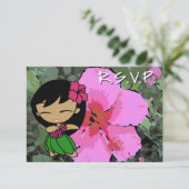 Aloha Honeys Hula Meisje RSVP-kaart RSVP Kaartje (Staand voorkant)
