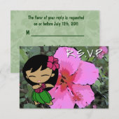 Aloha Honeys Hula Meisje RSVP-kaart RSVP Kaartje (Voorkant / Achterkant)