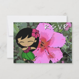 Aloha Honeys Hula Meisje RSVP-kaart RSVP Kaartje