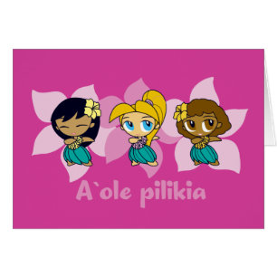 "Aloha Honeys" hula meisjes kaarten in Fuchsia