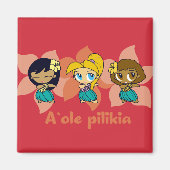 "Aloha Honeys" hula meisjes magneet in rood (Voorkant)