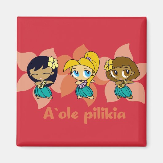 "Aloha Honeys" hula meisjes magneet in rood (Voorkant)