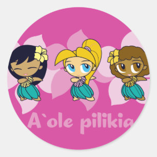 "Aloha Honeys" hula meisjes stickers in fuchsia