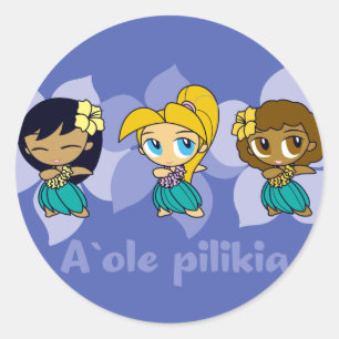 "Aloha Honeys" hula meisjes stickers in peri
