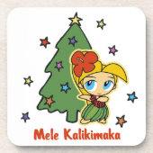 Aloha Honeys Kerstblond Hula Girl Bier Onderzetter (Voorkant)