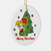 Aloha Honeys Kerstblond Hula Girl Keramisch Ornament (Rechts)