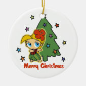Aloha Honeys Kerstblond Hula Girl Keramisch Ornament (Voorkant)