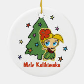 Aloha Honeys Kerstblond Hula Girl Keramisch Ornament (Achterkant)