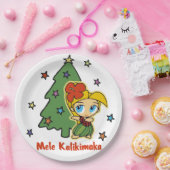 Aloha Honeys Kerstblond Hula Girl Papieren Bordje (Feest)