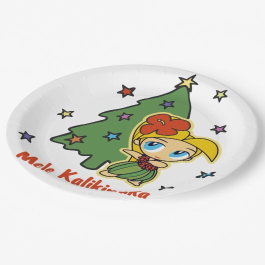 Aloha Honeys Kerstblond Hula Girl Papieren Bordje (Gekanteld)