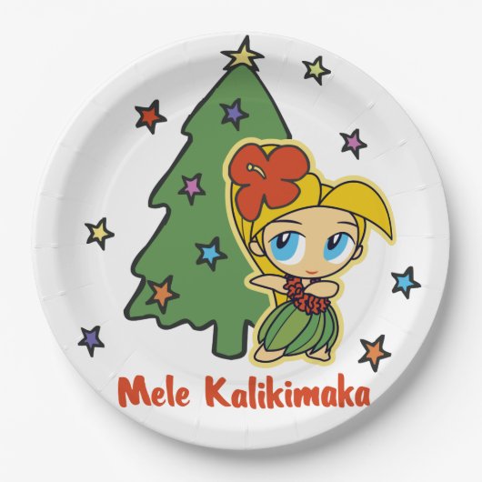Aloha Honeys Kerstblond Hula Girl Papieren Bordje (Voorkant)
