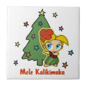Aloha Honeys Kerstblond Hula Girl Tegeltje (Voorkant)