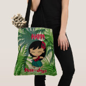 Aloha Honeys Kerstfeestdag Hula Girl Beach Tote Bag (Dichtbij)