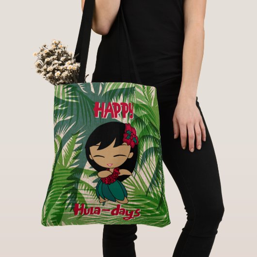 Aloha Honeys Kerstfeestdag Hula Girl Beach Tote Bag (Dichtbij)