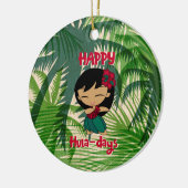 Aloha Honeys Kerstfeestdag Hula Girl Palms Keramisch Ornament (Links)
