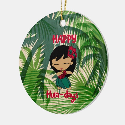Aloha Honeys Kerstfeestdag Hula Girl Palms Keramisch Ornament (Links)