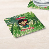 Aloha Honeys Kerstfeestdag Hula Girl Palms Nap Kartonnen Onderzetters (Schuin)