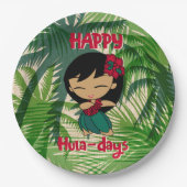 Aloha Honeys Kerstfeestdag Hula Girl Palms Papieren Bordje (Voorkant)