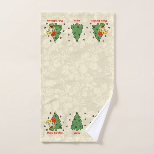 Aloha Honeys Kerstmis Blond Hula Girl Border Handdoek (Handdoek)