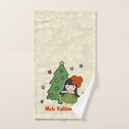Aloha Honeys Kerstmis Hawaiian Hula Girl Hibiscus Handdoek (Handdoek)