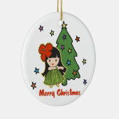 Aloha Honeys Kerstmis Hawaiian Hula Girl Keramisch Ornament (Rechts)