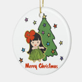 Aloha Honeys Kerstmis Hawaiian Hula Girl Keramisch Ornament (Links)