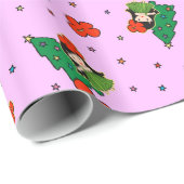 Aloha Honeys Kerstmis Hawaiian Hula Girl Lila Cadeaupapier (Rol Hoek)