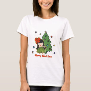 Aloha Honeys Kerstmis Hawaiian Hula Girl T-shirt